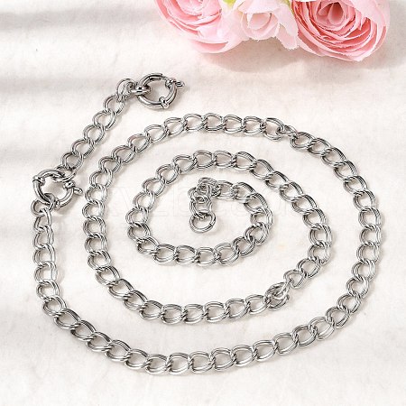 6.5MM 201 Stainless Steel Double Link Chains Necklaces for Unisex NJEW-K302-05P-1
