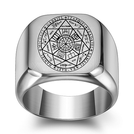 The Seven-Pointed Star Pattern 304 Stainless Steel Finger Rings FS-WGB7142-07-1