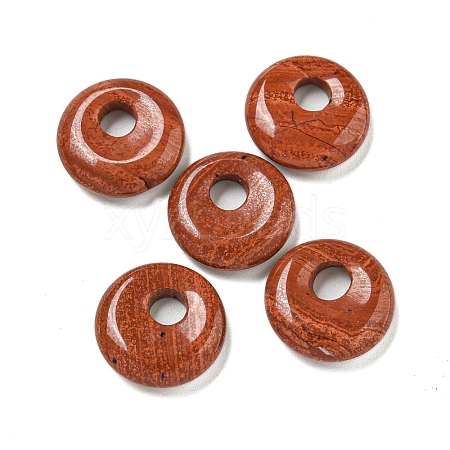 Natural Red Jasper Donut/Pi Disc Charms G-G142-02K-1