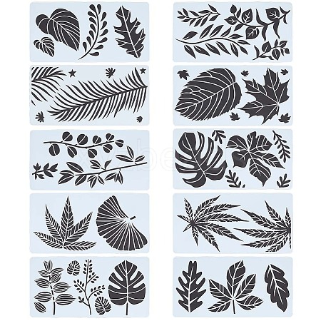 Gorgecraft 10Pcs 10 Styles PET Plastic Drawing Painting Stencils Templates DIY-GF0007-19-1