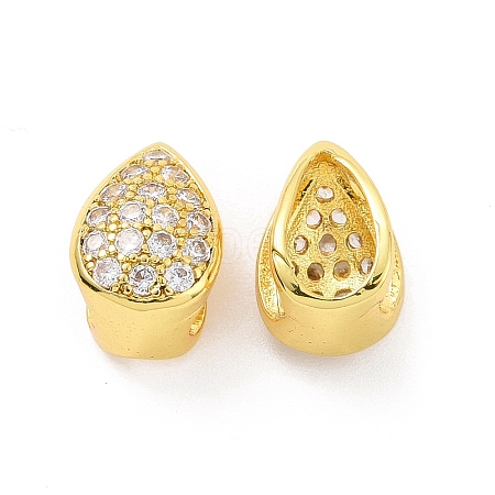 Eco-friendly Rack Plating Brass Micro Pave Cubic Zirconia Slide Charms KK-F843-29G-1