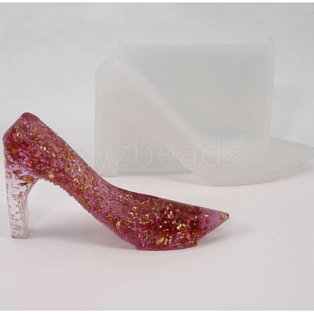 DIY 3D High-heeled Shoes Silicone Molds AJEW-D046-20-1