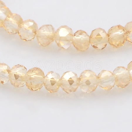 Pearl Luster Plated Faceted Rondelle Glass Beads Strands GLAA-A024B-PL01-1