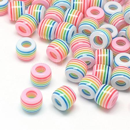 Opaque Stripe Resin European Beads RESI-S344-08-1