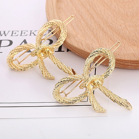 Bowknot Alloy Hair Barrettes AJEW-A056-03B-G-1