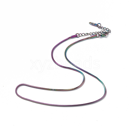 Ion Plating(IP) 304 Stainless Steel Round Snake Chain Necklace for Men Women NJEW-K245-012E-1