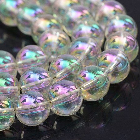 Electroplate Glass Beads Strands X-EGLA-Q062-6mm-A16-1