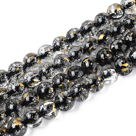 Crackle Transparent Glass Beads Strands GLAA-N030-8mm-01A-1