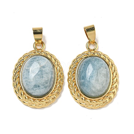 Natural Aquamarine Oval Pendants G-B079-02G-05-1