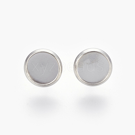 Non-Tarnish Eco-Friendly 316 Surgical Stainless Steel Stud Earring Settings X-STAS-F181-01P-8mm-1