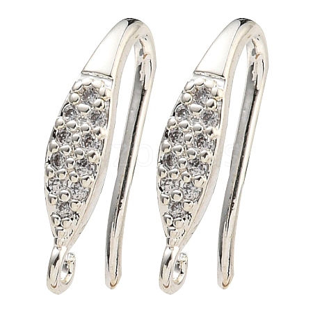 Brass Micro Pave Clear Cubic Zirconia Earring Hooks KK-R149-21S-1