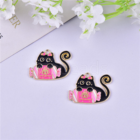 Halloween Theme Alloy Enamel Pendants HAWE-PW0001-075D-1