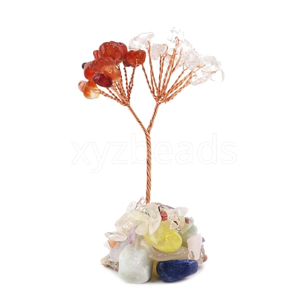 Natural Mixed Gemstone Chips Tree of Life Decorations PW-WG54F93-03-1