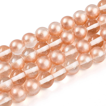 Baking Paint Transparent Glass Beads Strands DGLA-N011-8mm-04-1