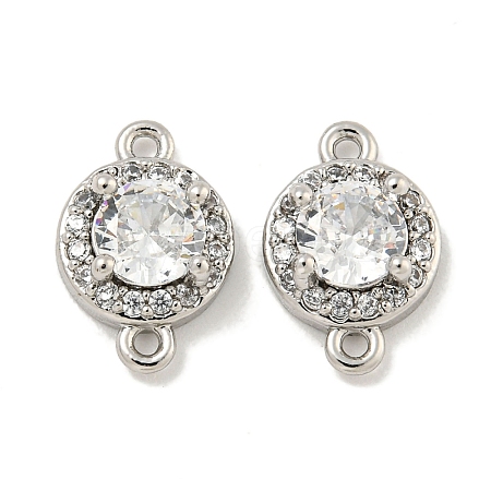 Brass Pave Clear Cubic Zirconia Connector Charms KK-P275-42P-1