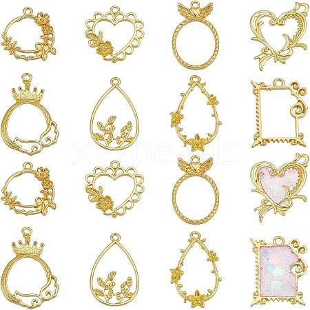 Olycraft 32Pcs 8 Style Alloy Open Back Bezel Pendants PALLOY-OC0002-86-1