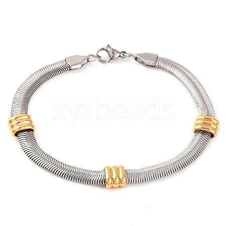 304 Stainless Steel Flat Snake Chain Bracelets for Women BJEW-G711-06GP-1