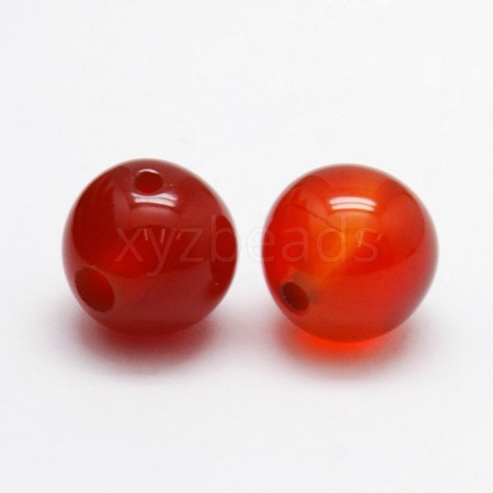 3-Hole Dyed Natural Red Agate Round Beads G-N0012-8mm-18-1
