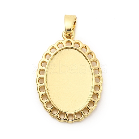 Oval Brass Pendant Cabochon Settings KK-C134-28G-1
