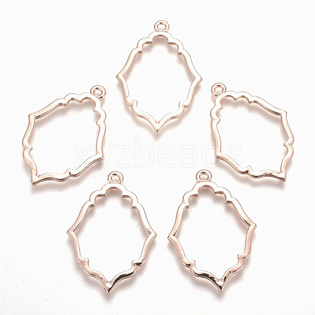 Rack Plating Alloy Open Back Bezel Pendants PALLOY-Q351-06RG-FF-1