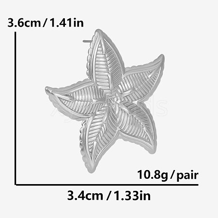 Stainless Steel Starfish Stud Earrings for Women YM4343-1-1