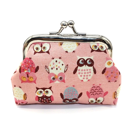 Owl Printed Cloth Kiss Lock Wallets PW-WG6E7CE-04-1