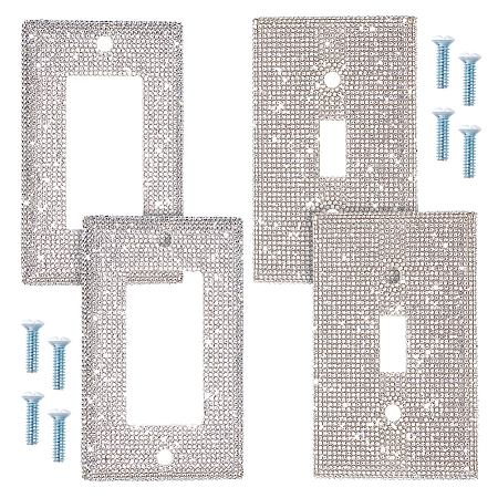 AHADEMAKER 4 Sets 2 Style Plastic Rhinestone Receptacle Outlet Wall Plate AJEW-GA0005-41-1