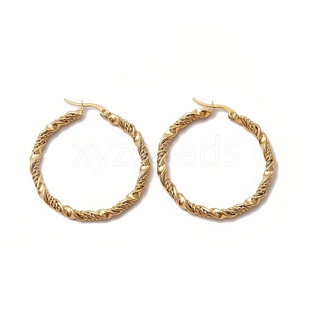 304 Stainless Steel Twist Rope Hoop Earrings for Women EJEW-C011-03G-1