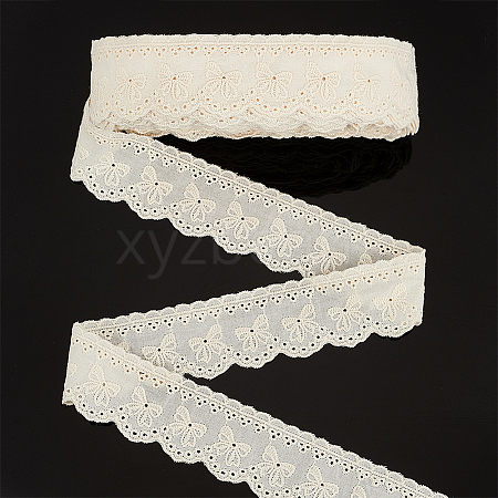 15 Yards Cotton Embroidery Bowknot Lace Ribbons OCOR-WH0045-35C-1