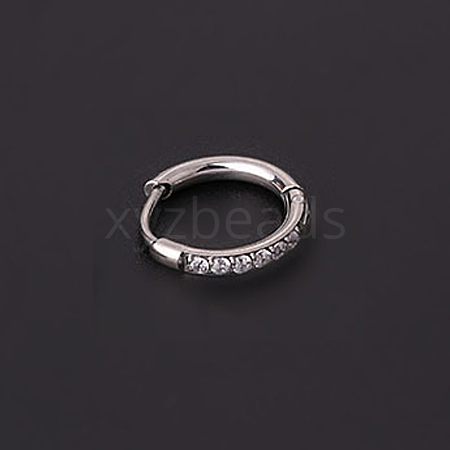 316 Stainless Steel Micro Pave Clear Cubic Zirconia Hoop Cartilage Earrings WG9FB89-04-1