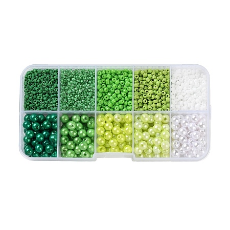 DIY 10 Grids ABS Plastic & Glass Seed Beads Jewelry Making Finding Beads Kits DIY-G119-01G-1