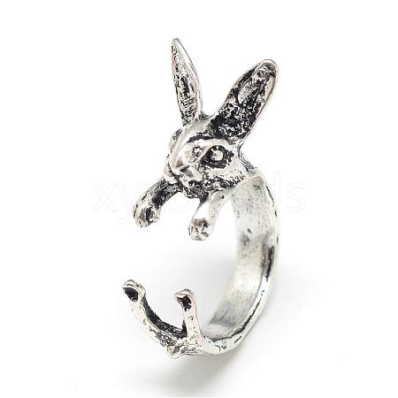 Adjustable Alloy Bunny Cuff Finger Rings RJEW-S038-069-1