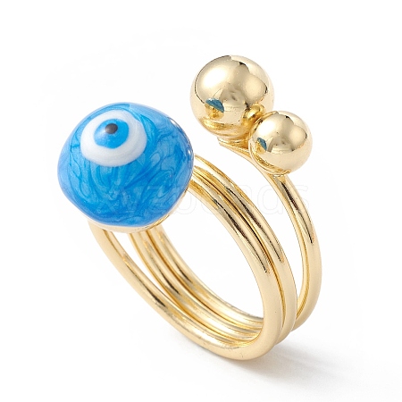 Enamel Round with Evil Eye Finger Rings RJEW-A014-01G-04-1