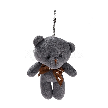 PP Cotton Mini Animal Plush Toys Bear Pendant Decoration HJEW-C002-03B-1