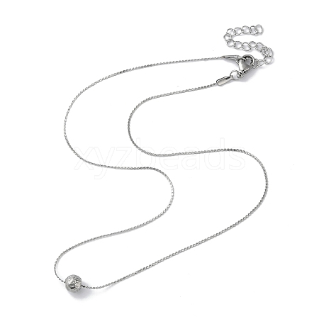 Non-Tarnish 304 Stainless Steel Round Ball Pendant Necklaces for Women NJEW-D056-01A-01P-1