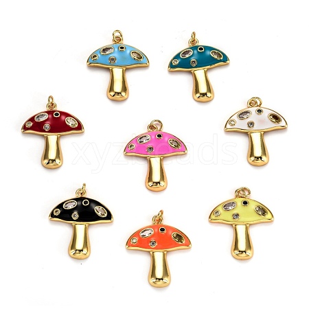Autumn Theme Real 18K Gold Plated Brass Micro Pave Cubic Zirconia Pendants ZIRC-L100-019-G-1