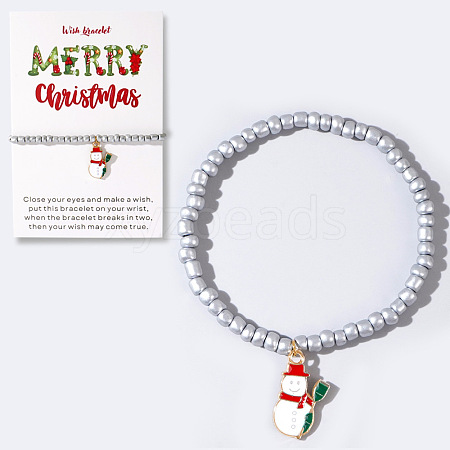 Christmas 304 Stainless Steel Enamel Charm Bracelets LB4238-9-1