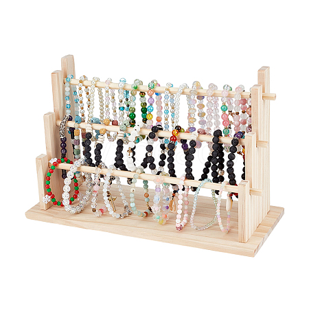3-Tier Wood Bracelet Organizer Display Stands ODIS-WH0043-316-1