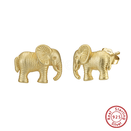 925 Sterling Silver Elephant Stud Earrings STER-P065-05G-1