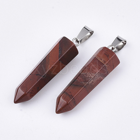 Natural Red Rainbow Jasper Point Pendants G-R220-34J-1