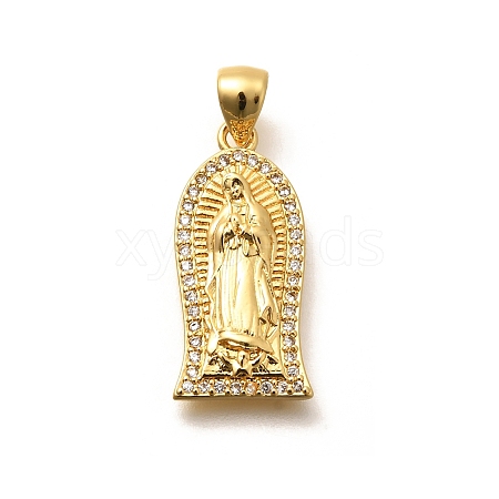 Religion Themed Rack Plating Brass Micro Pave Cubic Zirconia Pendants KK-L226-007G-04-1