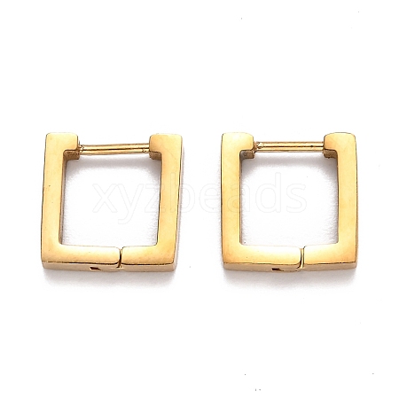 304 Stainless Steel Square Huggie Hoop Earrings STAS-J033-09A-G-1