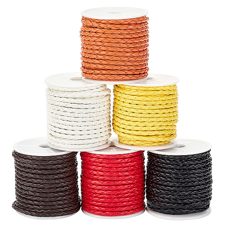   6 Rolls 6 Colors  4-Ply Round Imitation Leather Braided Cord LC-PH0001-10-1