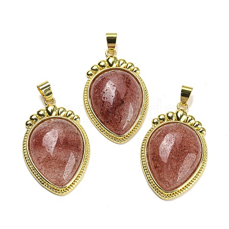 Natural Strawberry Quartz Pendants G-F760-02A-01G-1