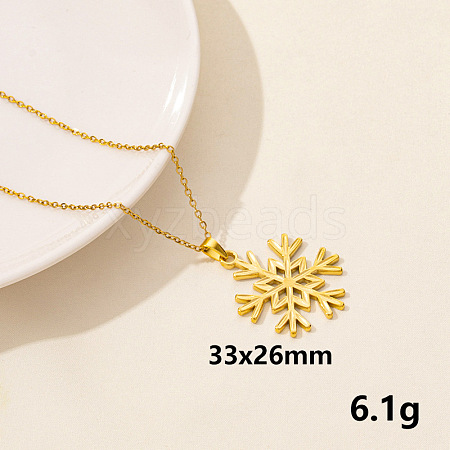 Stainless Steel Snowflake Pendant Necklace XM4050-10-1