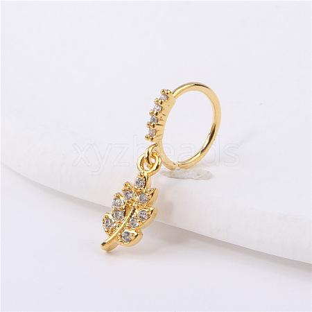 Brass Micro Pave Clear Cubic Zirconia Dangle Hoop Nose Rings WG50B47-10-1