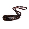 Natural Amber Disc and Rice Graduated Beaded Necklaces NJEW-T019-08-3