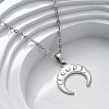 Double Horn 304 Stainless Steel Pendant Necklaces NJEW-M096-09P-1