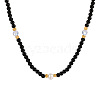 Elegant Round Natural Black Onyx(Dyed & Heated) & Glass & Freshwater Pearl Beaded Necklaces WB9753-5