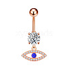 304 Stainless Steel Micro Pave Clear Cubic Zirconia Belly Rings WGC32A5-02-2